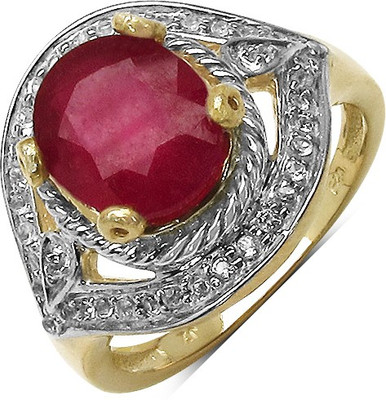 Johareez Sterling Silver Ruby Sterling Silver Plated Ring