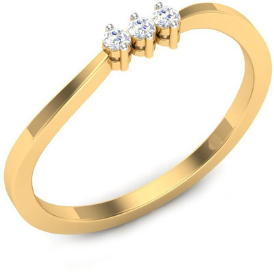 Kataria Jewellers The Caress American Diamond 92.5 BIS Hallmarked Silver Ring, Yellow