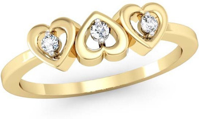

Kataria Jewellers American Diamonds Hearts Valentines 92.5 BIS Hallmarked Silver Ring, Yellow