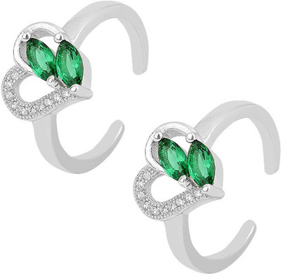 

Jewel99 Bella Silver Swarovski Zirconia Platinum Plated Toe Ring, Green
