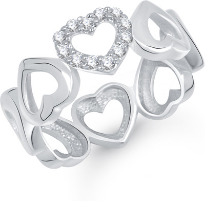 VK Jewels Circle of Heart Shaped for Women and Girls Alloy Cubic Zirconia Gold Plated Ring