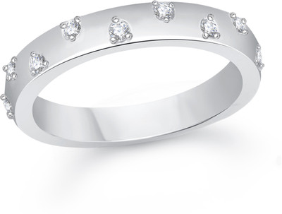 

VK Jewels Single Side Stones Alloy Cubic Zirconia Rhodium Plated Ring, Silver