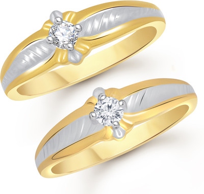 

VK Jewels Gorgeous Single Stone Couple Alloy Cubic Zirconia Gold-plated Plated Ring Set