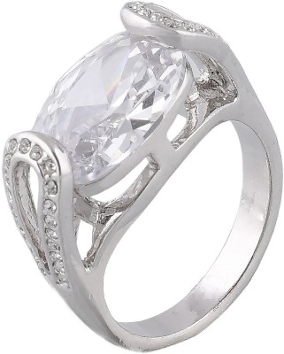 Shining Jewel Shining Rock Brass Rhodium Plated Ring