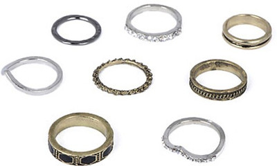 75% OFF on Young & Forever Antique Silver and Gold Vintage Midi Rings Set (Set of 8) Alloy Cubic Zirconia, Zircon, Crystal Ring Set