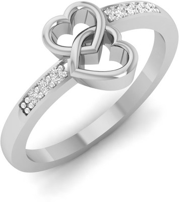 50% OFF on Chandrika Pearls Silver Diamond Platinum Plated Ring on