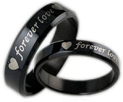 

Girlz! Black Forever love Couple Alloy, Metal Ring Set, Silver;black