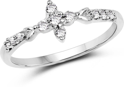 Johareez White Cubic Zirconia 1.00 Grams Rhodium Plated Ring Brass Cubic Zirconia Rhodium Plated Ring