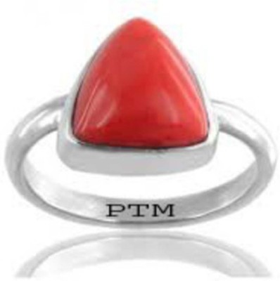 PTM Certified Coral (Moonga) Gemstone 10.25 Ratti or 9.32 Carat for Male and Female Sterling Silver Ring