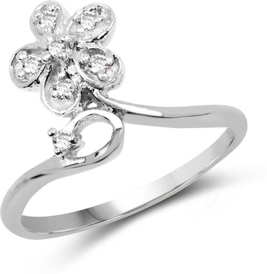 Johareez 1.84 Grams White Cubic Zirconia Brass Ring Brass Cubic Zirconia Rhodium Plated Ring