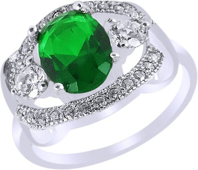 

Elotic Silver Cubic Zirconia Rhodium Plated Ring, Green