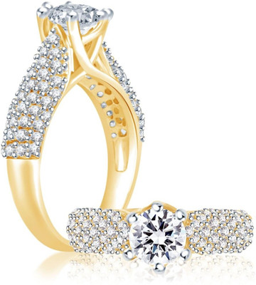 

Sukkhi Cubic Zirconia Stone Studded Solitaire Alloy Cubic Zirconia Rhodium, Gold-plated Plated Ring, White;gold