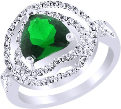 

Elotic Silver Cubic Zirconia Rhodium Plated Ring, Green