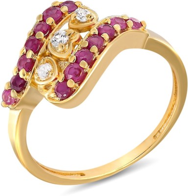 mahi Gleaming Galaxy Alloy, Brass Zircon, Ruby Gold Plated Ring