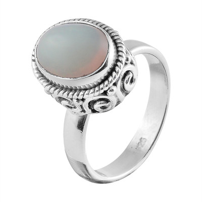 

Zivah Ethopian Ppal Ornate Sterling Silver Ring, White