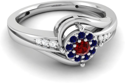 

Parshva Diam Silver Sapphire Gold-plated Plated Ring, White