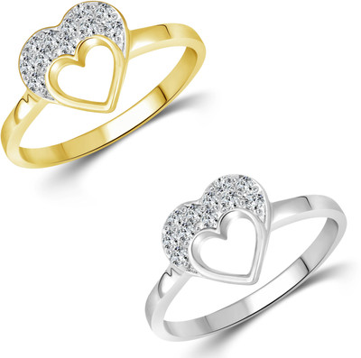 

Vighnaharta My Love Selfie Alloy Cubic Zirconia Gold-plated Plated Ring Set, Gold;silver