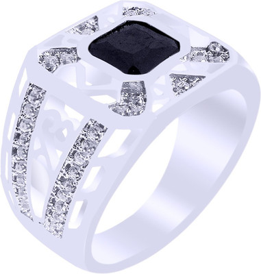 

Elotic Silver Cubic Zirconia Rhodium Plated Ring, Black