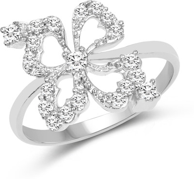 Johareez 1.51 Grams White Cubic Zirconia Rhodium Plated Brass Ring Brass Cubic Zirconia Rhodium Plated Ring