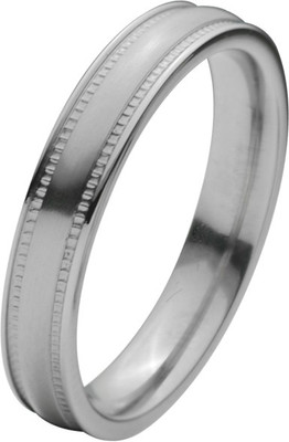 

Inox Jewelry 4mm Fancy Groove Border Band Titanium Ring, Silver