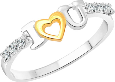 VIGHNAHARTA I Love U Emotions Alloy Cubic Zirconia Rhodium Plated Ring