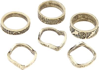 Young & Forever Tribal Inspired Antique Gold Midi (Set of 6) Alloy Ring Set