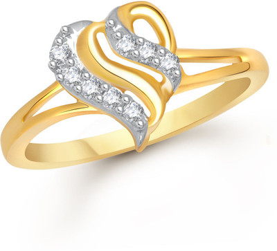 

Meenaz Designer Heart Shape Gold & Rhodium Alloy Cubic Zirconia Ring