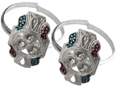 

Being Women Indian Traditional Fashion Alloy Rhodium Plated Toe Ring, Multicolor