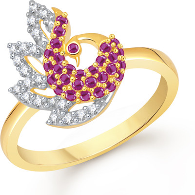 VK Jewels Elegant Mayur Shaped for Women and Girls Alloy Cubic Zirconia Gold Plated Ring