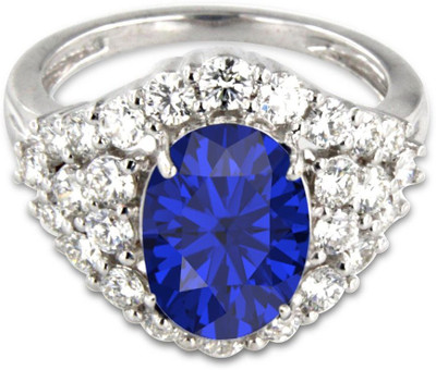 

Anopchand Tilokchand Jewellers Engagement & Wedding Ring Sterling Silver Sapphire, Cubic Zirconia Gold-plated Plated Ring, White
