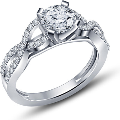 

Vorra Fashion Anniversary Twisted Shank Bridal Set Sterling Silver Cubic Zirconia Platinum Plated Ring, White