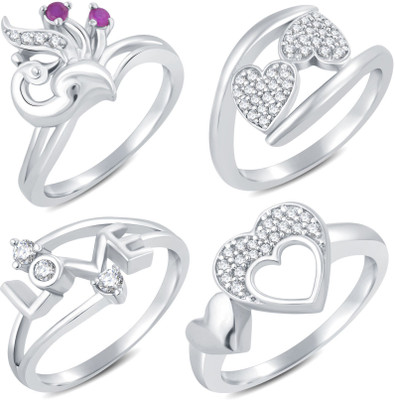 Sukkhi Valentine Collection Stylish Alloy Cubic Zirconia Rhodium Plated Ring Set