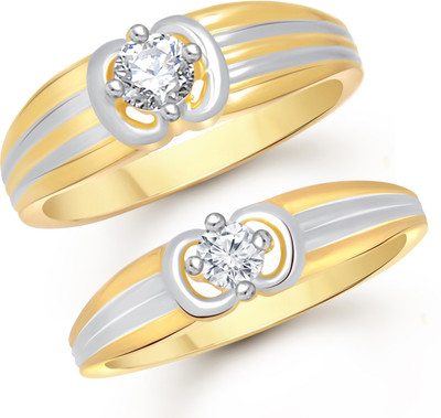 

VK Jewels Gorgeous Single Stone Couple Alloy Cubic Zirconia Gold-plated Plated Ring Set