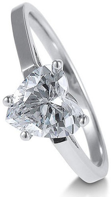 70% OFF on RM Jewellers 92.5 Pure Heart Silver Cubic Zirconia Ring