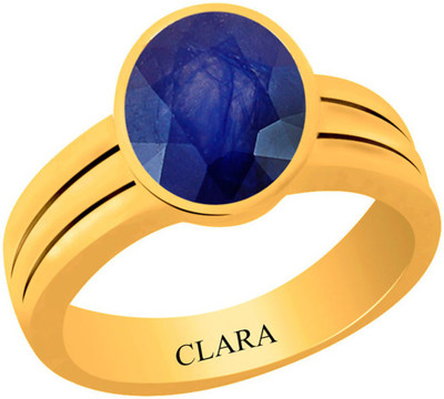 

Clara Blue Sapphire Neelam 4.8 carat or 5.25ratti Panchdhatu Silver Sapphire Yellow Gold Plated Ring