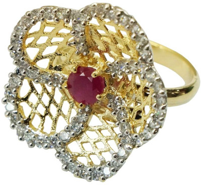 Sheetal Jewellery Brass Cubic Zirconia Gold Plated Ring