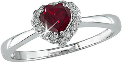 

Facetzinspire Silver Ruby Sterling Silver Plated Ring, Platinum