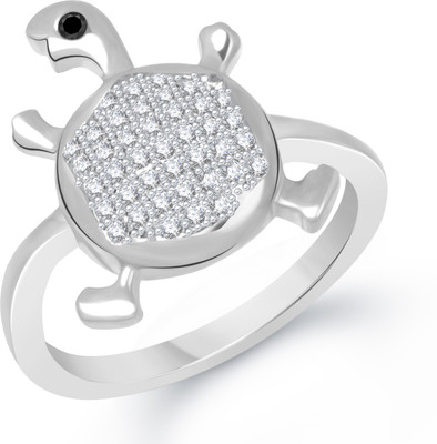 

VK Jewels Shapely Tortoise Alloy Cubic Zirconia Rhodium Plated Ring, Silver