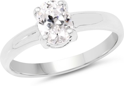 Johareez White Cubic Zirconia .925 Sterling Silver Solitaire Ring Sterling Silver Cubic Zirconia Rhodium Plated Ring