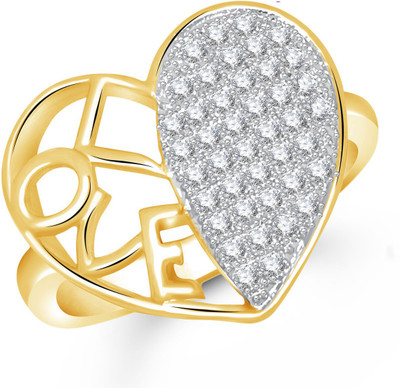 

Meenaz Heart Shape Love Alloy Cubic Zirconia Ring, Gold