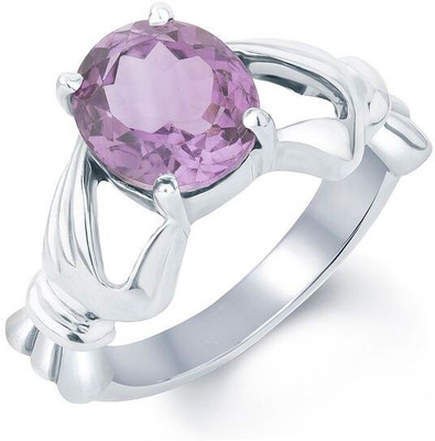 

G-Luck Jamunia Stone Weight - 4.4 Carat / 5.18 Ratti Silver Amethyst Ring, Purple