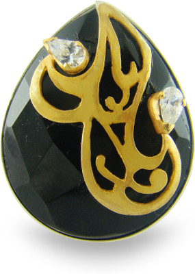 

Aastha Jain Sterling Silver Onyx, Cubic Zirconia Gold-plated Plated Ring, Black