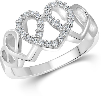 VIGHNAHARTA Spiral Heart Alloy Cubic Zirconia Gold Plated Ring