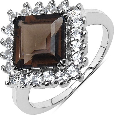 

Johareez 2.59CTW Genuine Smoky Topaz & White Topaz .925 Sterling Silver Ring Silver Topaz Sterling Silver Plated Ring, Brown