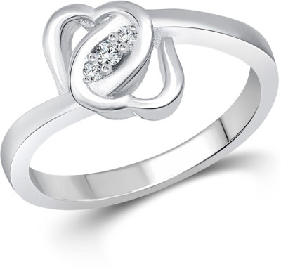 

Vighnaharta Heart To Heart Alloy Cubic Zirconia 18K White Gold Plated Ring, Silver