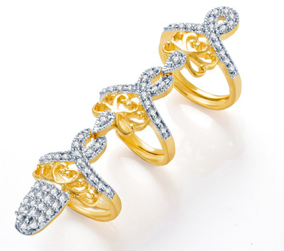 

Sukkhi Glittery Alloy Cubic Zirconia Gold-plated, Rhodium Plated Ring, Gold;white