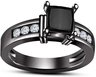 

Anopchand Tilokchand Jewellers Silver Cubic Zirconia Gold-plated Plated Ring, Black
