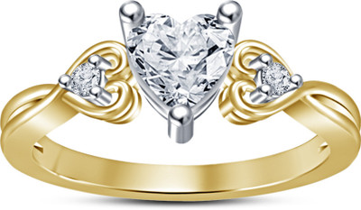 44% OFF on Kirati Heart Design Sterling Silver Yellow Gold Plated Ring