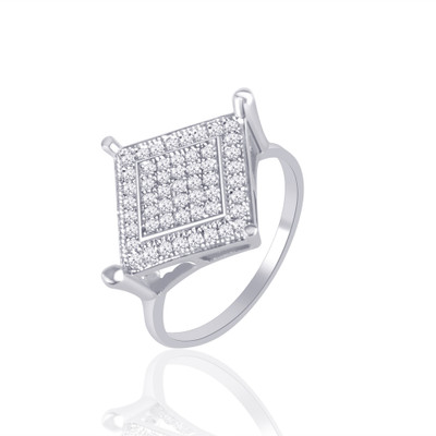88% OFF on VK Jewels Square Shape Rhodium Plated Alloy Cubic Zirconia Ring