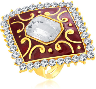 

Sukkhi Fashionable Designer Traditional Cocktail Gold Plated American Diamond Alloy Gold-plated Plated Ring